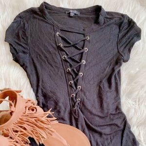Black lace up bodysuit